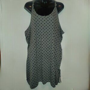 XXL Womens Jrs XHILARATION Sleepwear Nightgown-Gray Black Polka Dots - Knot Back